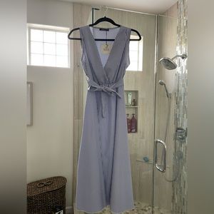 Blue and white striped a-line dress small